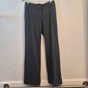 Worthington Stretch Pinstripe Wide-Leg Cuffed Trouser Pants Comfy Flattering Fit